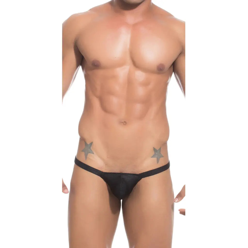[ML-07009-BK] Men’s Thong Underwear ML-07009 (Black, Free)