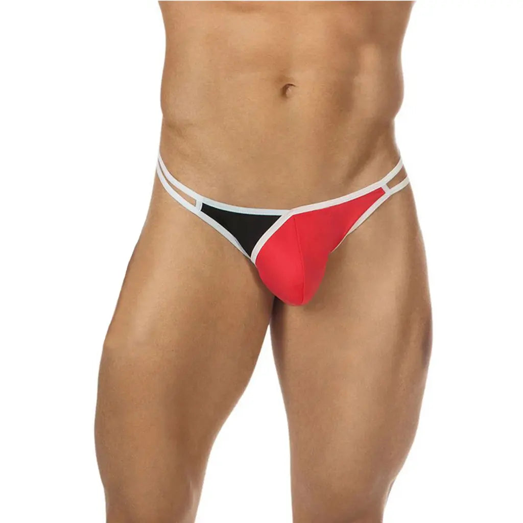 [ML-07570-BK-RD] Men’s Thong Underwear ML-07570 (Black – Red, Free)