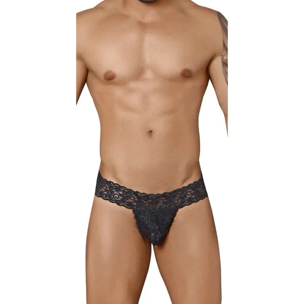 [ML-07315-BK] Men’s Thong Underwear ML-07315 (Black, Free)