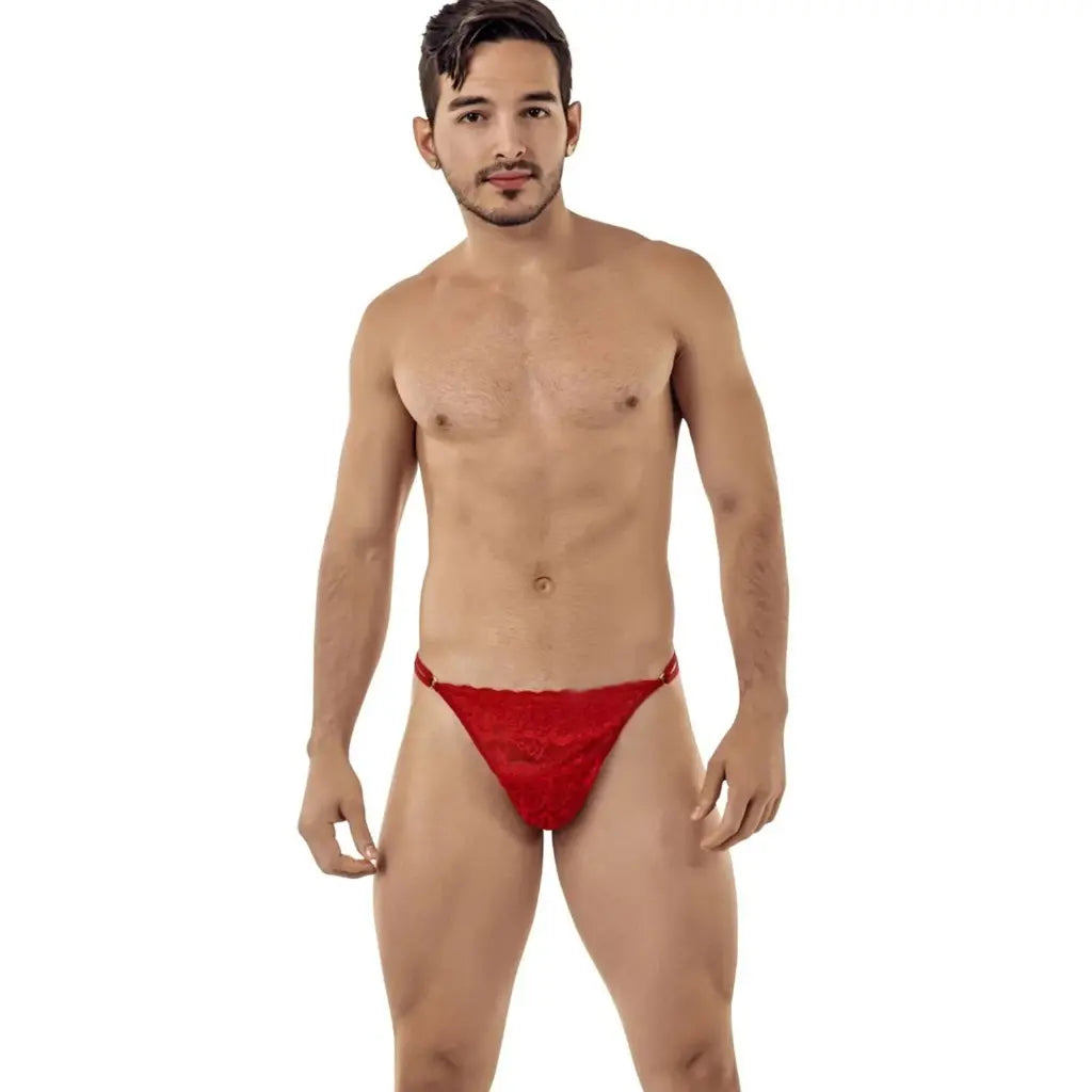 [ML-07341-RD] Men’s Thong Underwear ML-07341 (Red, Free)