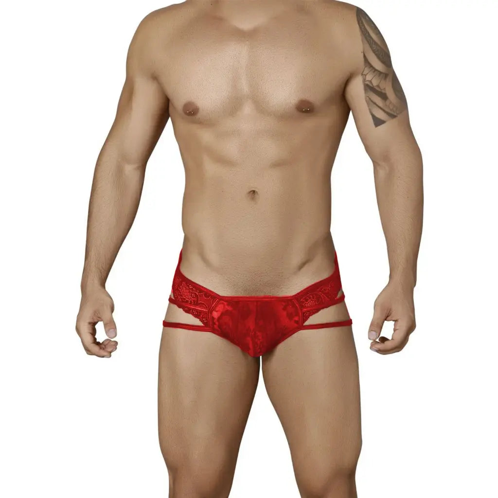 [ML-07318-RD] Men’s Brief Underwear ML-07318 (Red, Free)