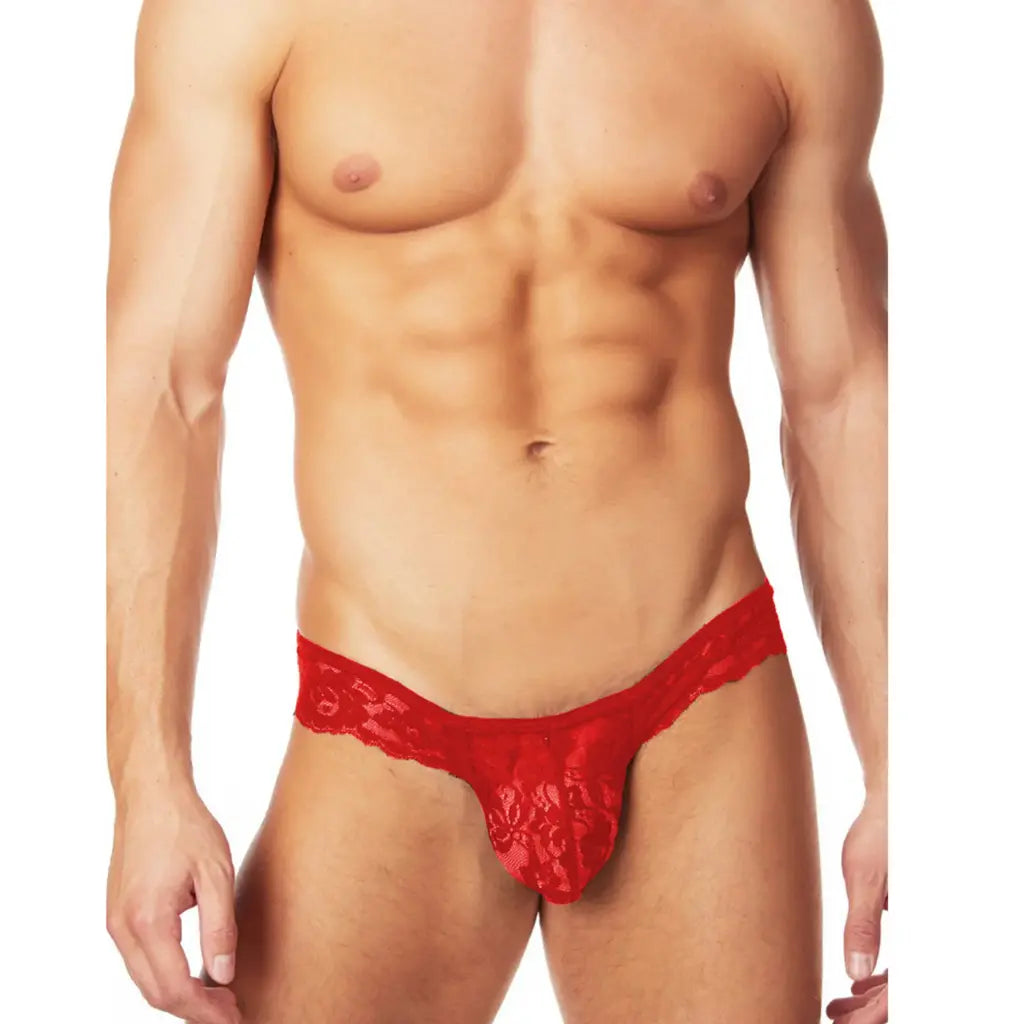 [ML-07384-RD] Men’s Crotchless Underwear ML-07384 (Red, Free)