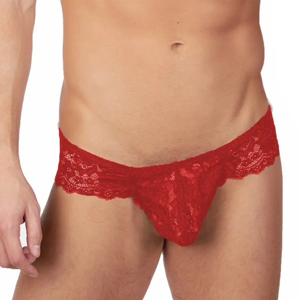 [ML-07324-RD] Men’s Brief Underwear ML-07324 (Red, Free)