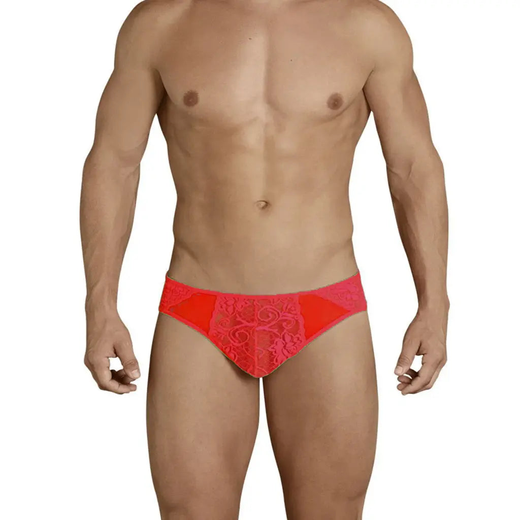 [ML-07385-RD] Men’s Brief Underwear ML-07385 (Red, Free)