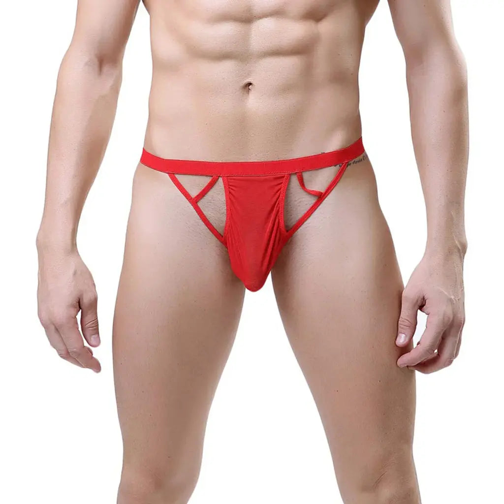 [ML-07026-RD] Men’s Thong Underwear ML-07026 (Red, Free)