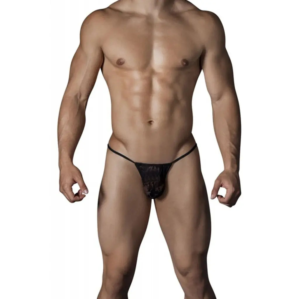 [ML-07347-BK] Men’s G String Underwear ML-07347 (Black, Free)