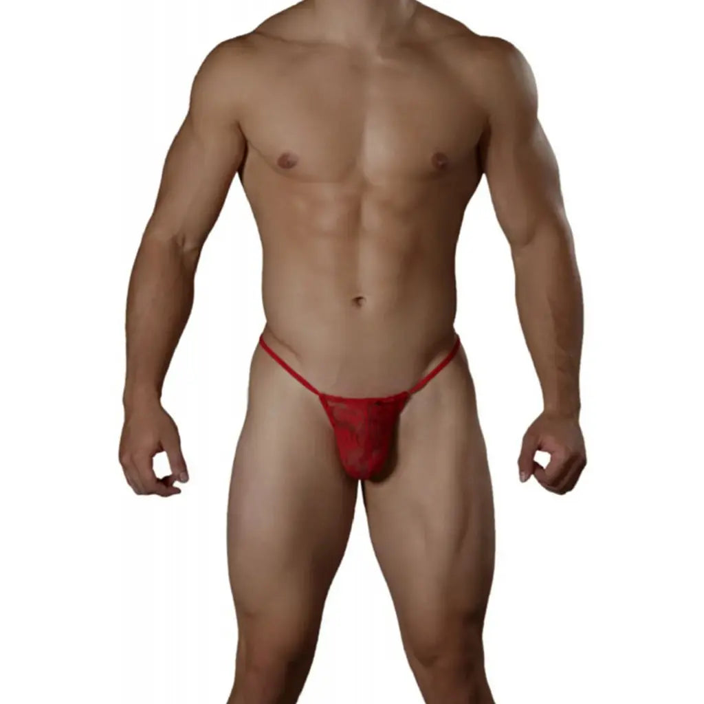 [ML-07347-RD] Men’s G String Underwear ML-07347 (Red, Free)