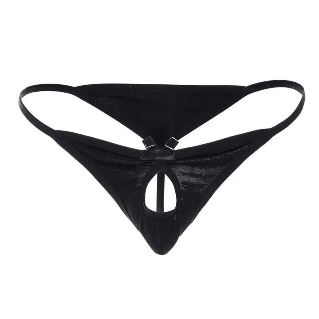 [ML-07552-BK] Men’s Thong Underwear ML-07552 (Black, Free)