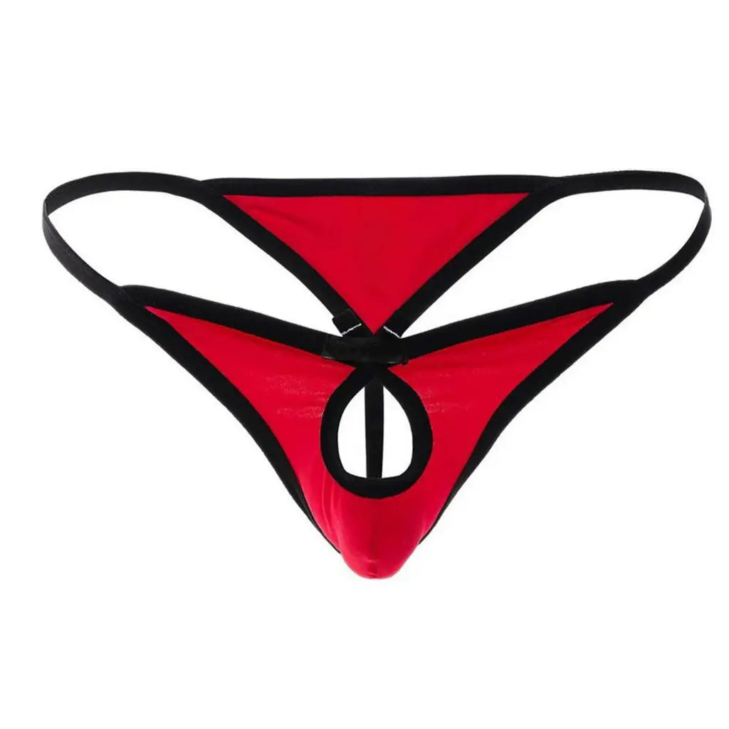 [ML-07552-RD] Men’s Thong Underwear ML-07552 (Red, Free)