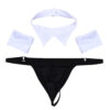Men's Black & White Collar Tie Costume with Handcuffs (ML-07906) - Image 2