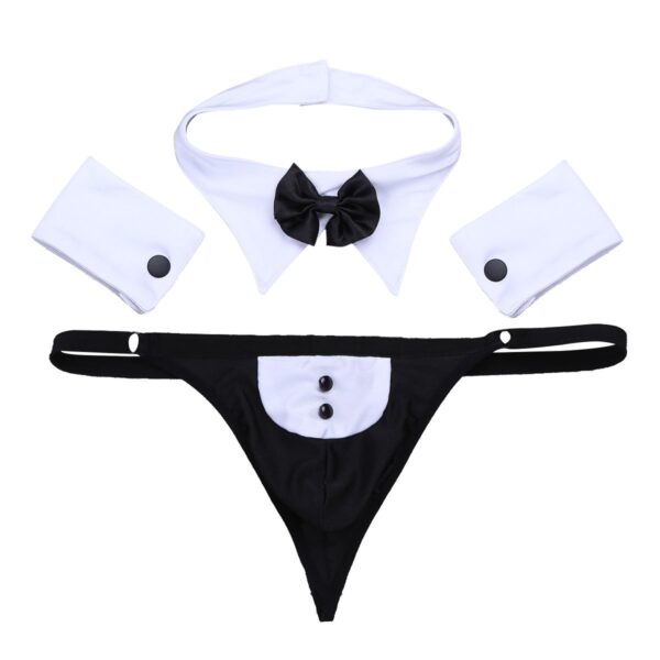Men's Black & White Collar Tie Costume with Handcuffs (ML-07906)